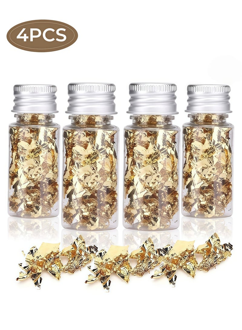 ورق الذهب لتزيين الكيك، رقائق الذهب للطعام، تزيين رقائق الذهب، ديكور الخبز، رقائق الذهب، ديكور الشوكولاتة، أوراق أوراق الذهب للطهي، تزيين الحلوى، الحرف اليدوية، المكياج (4 قطع) - Image 1